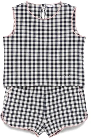 Il gufo Kariertes Short- und Oberteile-Set