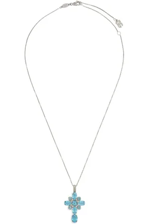 Dolce & Gabbana 18kt Weißgoldhalskette mit Anna-Anhänger und Topas