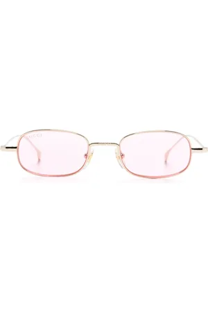 Gucci Ovale Sonnenbrille mit Logo-Gravur