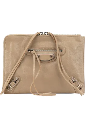 Balenciaga 2000-2024 flache Motocross Edge Clutch aus Lammleder im Metallic-Look
