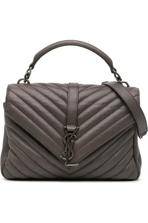 Saint Laurent 2016 mittelgroße Monogram Chevron Shearling College Satchel-Tasche