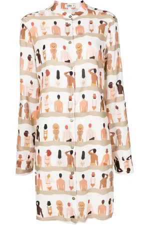 AMIR SLAMA Hemdkleid mit grafischem Print