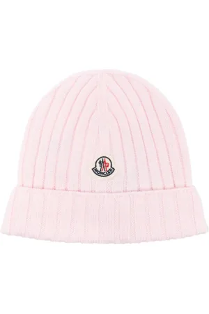 Moncler Gerippte Beanie mit Logo-Applikation