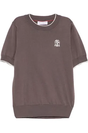 Brunello Cucinelli T-Shirt mit Logo-Stickerei