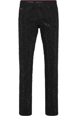 Philipp Plein Super Straight Cut Tribal Strass Jeans
