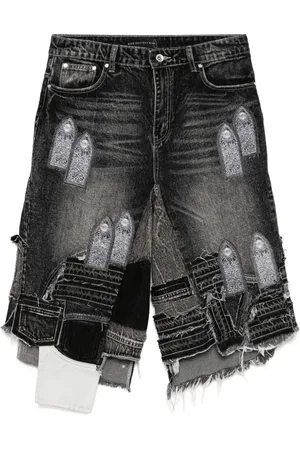 Who Decides War Jeans-Shorts mit Patches