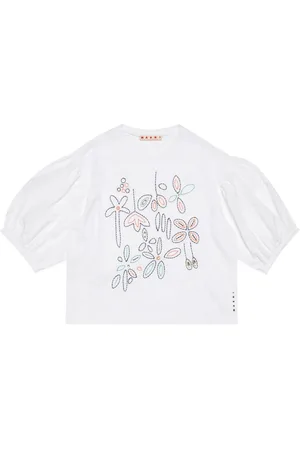 Marni T-Shirt mit Blumenstickerei