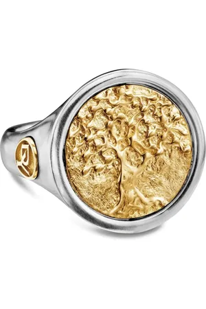 David Yurman 18kt Life and Death Duality Gelbgold- und Sterlingsilber-Siegelring (20mm)
