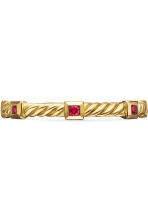David Yurman 18kt Cable Collectibles Gelbgoldring mit Rubin 2mm