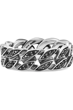 David Yurman Curb Chain Sterlingsilber-Ring mit Diamant 8mm
