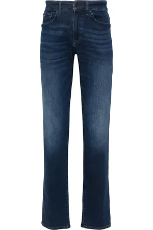 HUGO BOSS Tapered-Jeans mit Logo-Schild