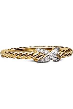 David Yurman 18kt Petite X Gelbgoldring mit Diamanten (2,2mm)