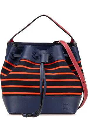 Loewe 2017 gestreifte Midnight Beuteltasche aus Leder und Canvas