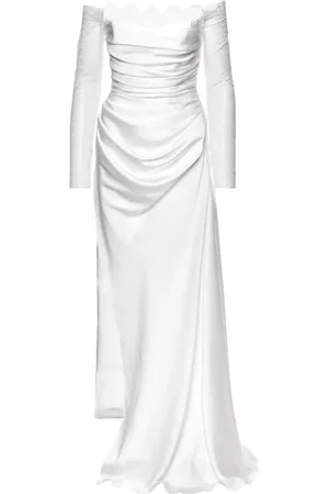 Ana Radu Schulterfreies Abendkleid mit Spitzenärmeln
