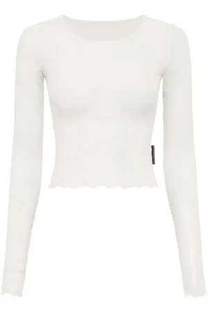 Marine Serre Cropped-Top aus Netzstoff