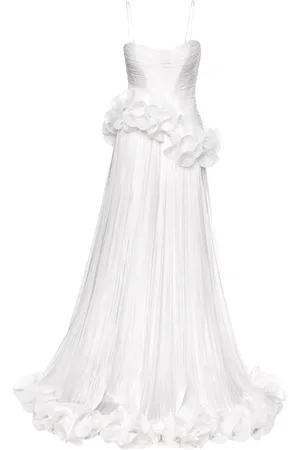 Ana Radu Plissiertes Abendkleid mit Blumenapplikation