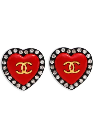 CHANEL 1995 Heart CC Mark Ohrclips