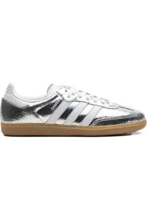 adidas Samba OG Silver Metallic Cracked Leather Sneakers