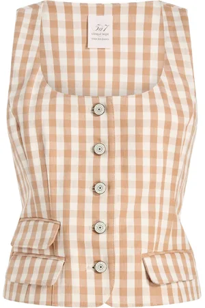 Cinq A Sept Jeansoberteil mit Vichy-Karo
