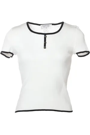 CHANEL 1995 fein geripptes T-Shirt