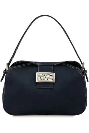 Fendi 2000-2010 Canvas FF Marble Double Flap Schultertasche