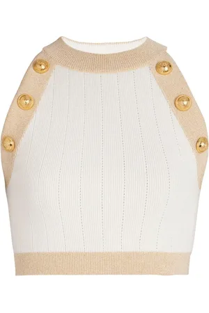 Balmain Geripptes Cropped-Stricktop