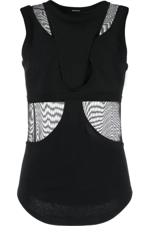 Balmain Tanktop mit Logo-Schild