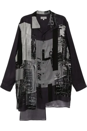 YOHJI YAMAMOTO Switching-Hemd mit Nachrichten-Print