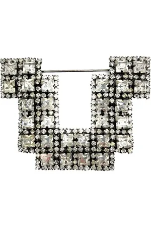 JENNIFER GIBSON JEWELLERY 1980s pre-owned Butler & Wilson Statement Art Deco Crystal Brosche