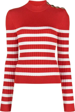 Balmain Gestreifter Rollkragenpullover
