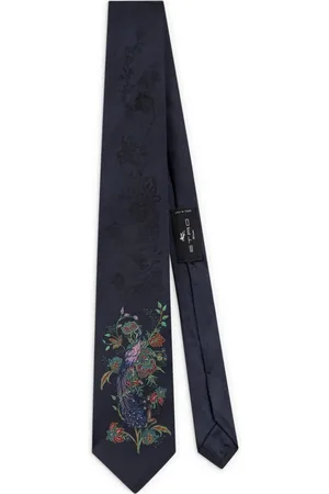 Etro Krawatte mit Pfauenstickerei