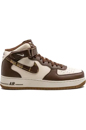 Nike Air Force 1 Mid Brown Plaid Sneakers