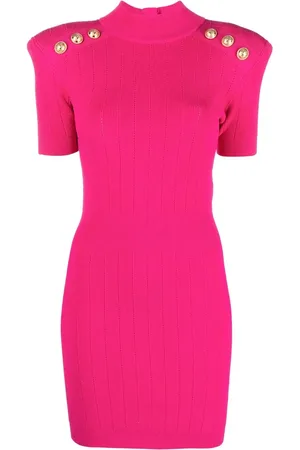 Balmain Geripptes Strickkleid