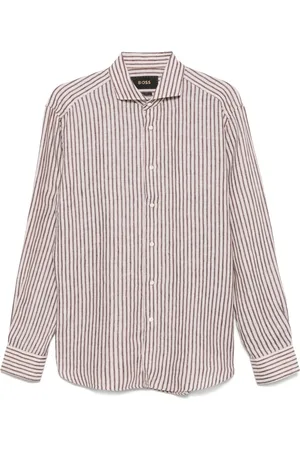HUGO BOSS Gestreiftes Hemd aus Leinen