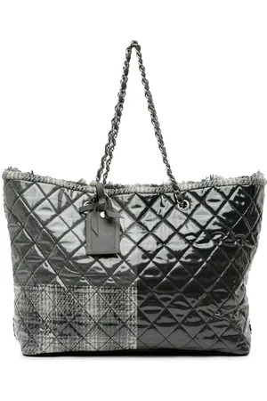 CHANEL 2009-2010 große Funny Patchwork Tote Bag aus gestepptem Tweed und Vinyl