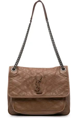 Saint Laurent 2020 mittelgroße Niki Schultertasche aus Kalbsleder mit Knitteroptik