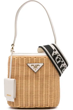 Prada 2013-2024 Wicker Canvas Panier Beuteltasche