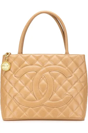 CHANEL 1997-1999 Medallion Tote Bag aus Kaviarleder