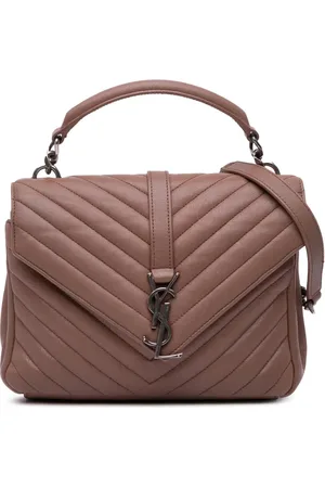 Saint Laurent 2016 mittelgroße Monogram Chevron Shearling College Satchel-Tasche