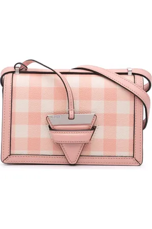 Loewe 2018 kleine Barcelona Umhängetasche aus Leder mit Vichy-Karo