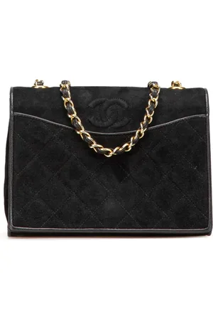 CHANEL 1989-1991 kleine CC Chain Umhängetasche aus gestepptem Wildleder