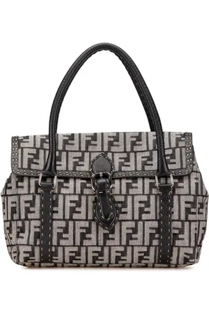 Fendi 2000-2010 mittelgroße Zucca Selleria Linda Handtasche aus Denim