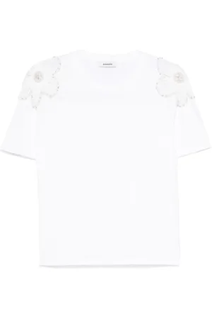 Sandro T-Shirt mit Blumenapplikation