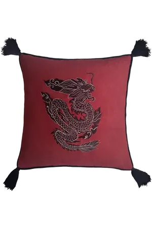 Les-Ottomans Kissen mit Drachenstickerei (50cm x 50cm)