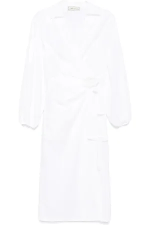 BLUMARINE Popeline-Midikleid mit Rosenapplikation