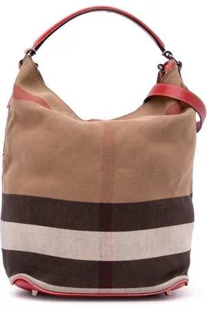 Burberry 2000-2017 mittelgroße Mega Check Ashby Beuteltasche aus Canvas