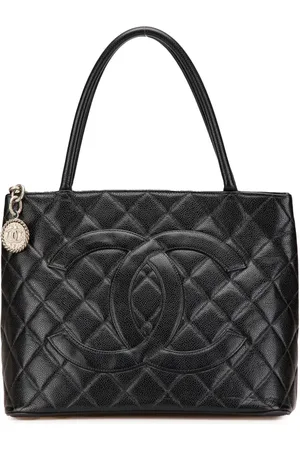 CHANEL 1997-1999 Medallion Tote Bag aus Kaviarleder