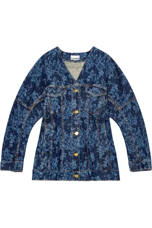 Ganni Jeansjacke mit Blumen-Print