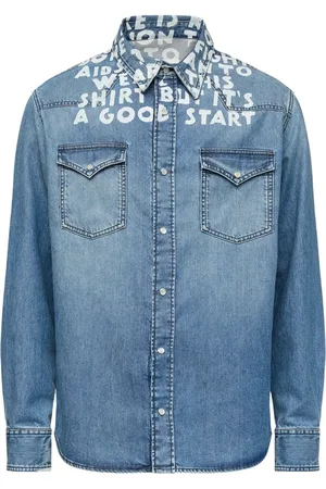 Maison Margiela Jeanshemd mit Slogan-Print