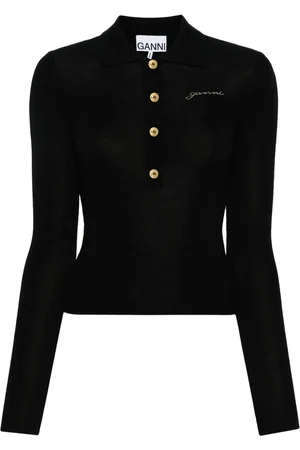 Ganni Poloshirt mit Logo-Stickerei